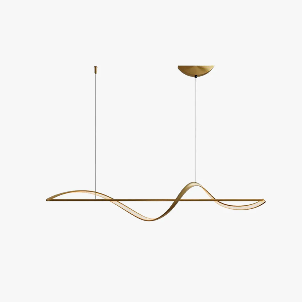 Zelin Pendant Light Wave Minimalist Designer, Metal, Brass/Black