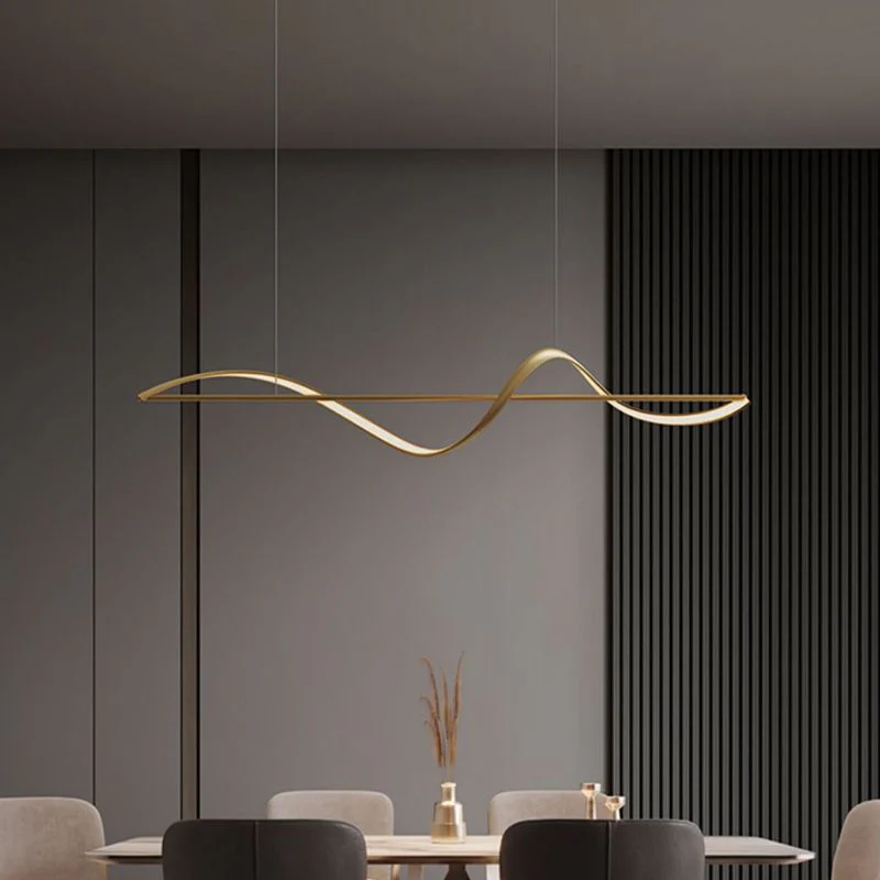 Zelin Pendant Light Wave Minimalist Designer, Metal, Brass/Black - Image 10