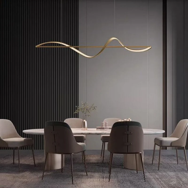 Zelin Pendant Light Wave Minimalist Designer, Metal, Brass/Black - Image 3