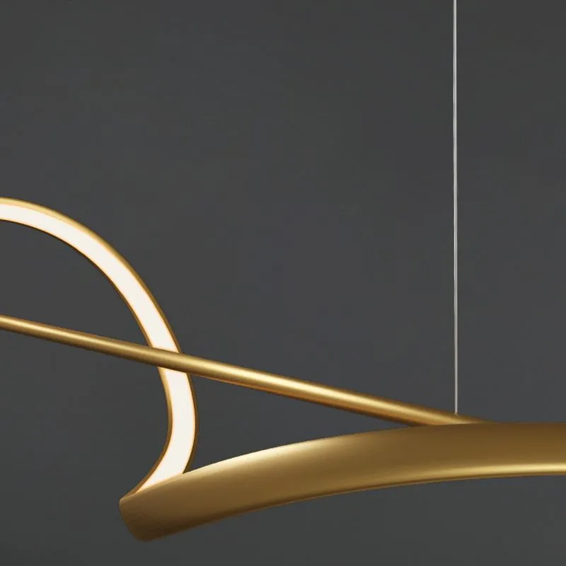 Zelin Pendant Light Wave Minimalist Designer, Metal, Brass/Black - Image 5