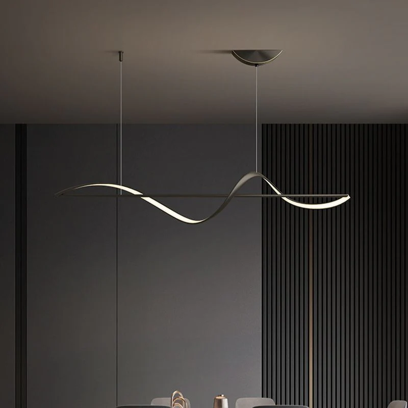 Zelin Pendant Light Wave Minimalist Designer, Metal, Brass/Black - Image 7