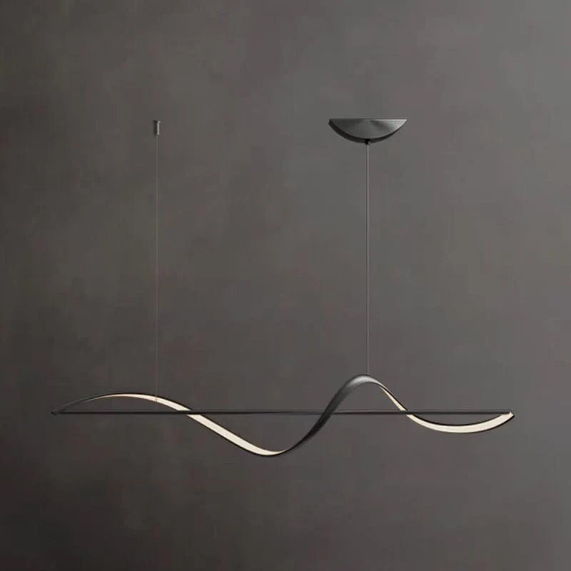 Zelin Pendant Light Wave Minimalist Designer, Metal, Brass/Black - Image 8