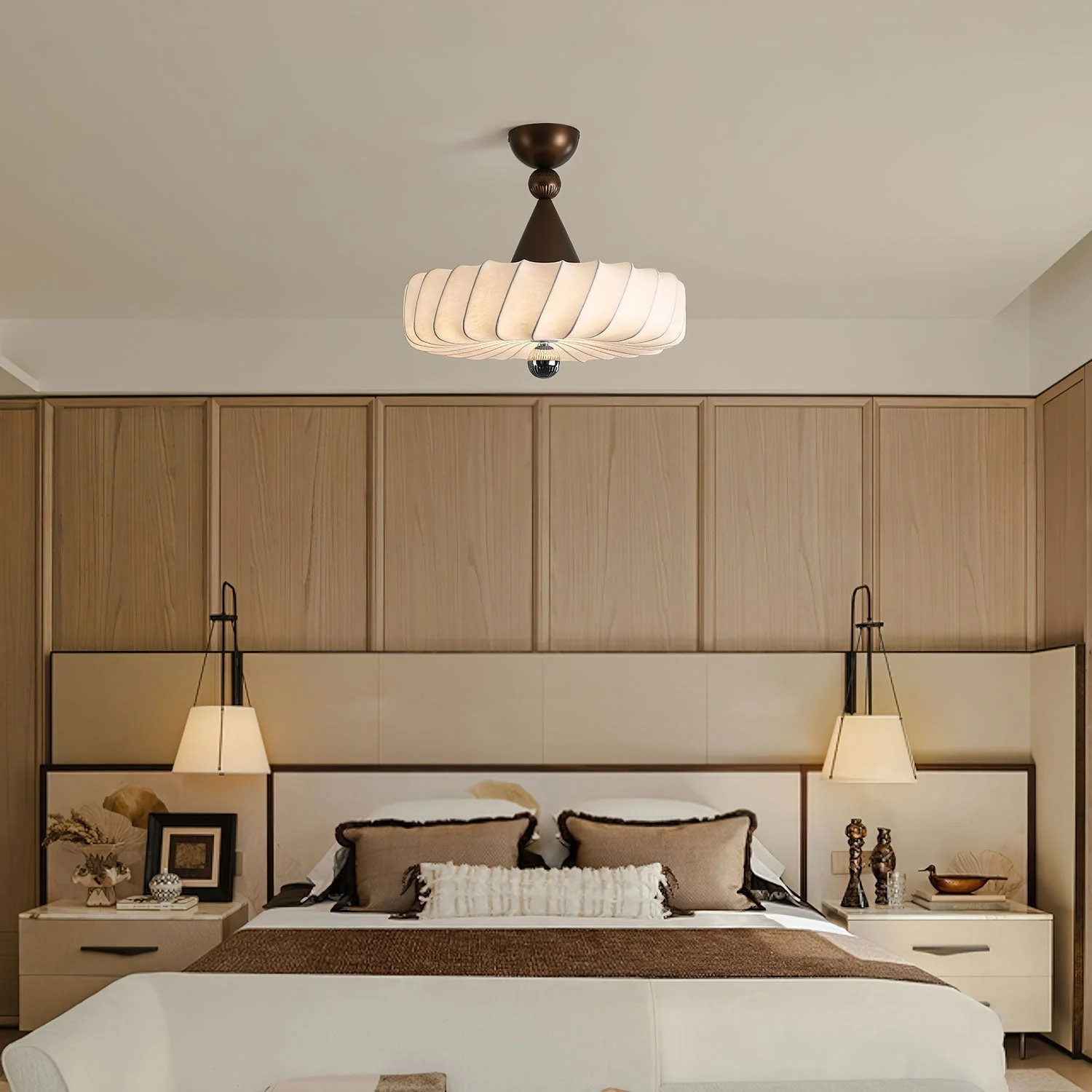 Zelore Swirl Fabric Bronze Pendant Light - Image 4