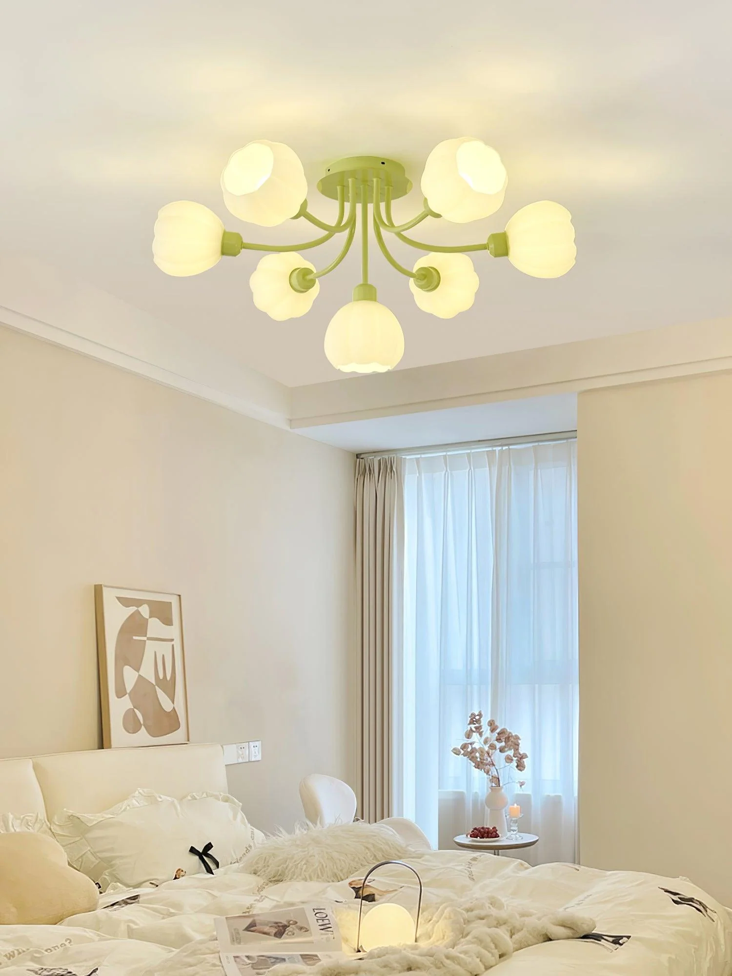 Zenorarae Elegance Matcha Glass Ceiling Lamp - Image 10