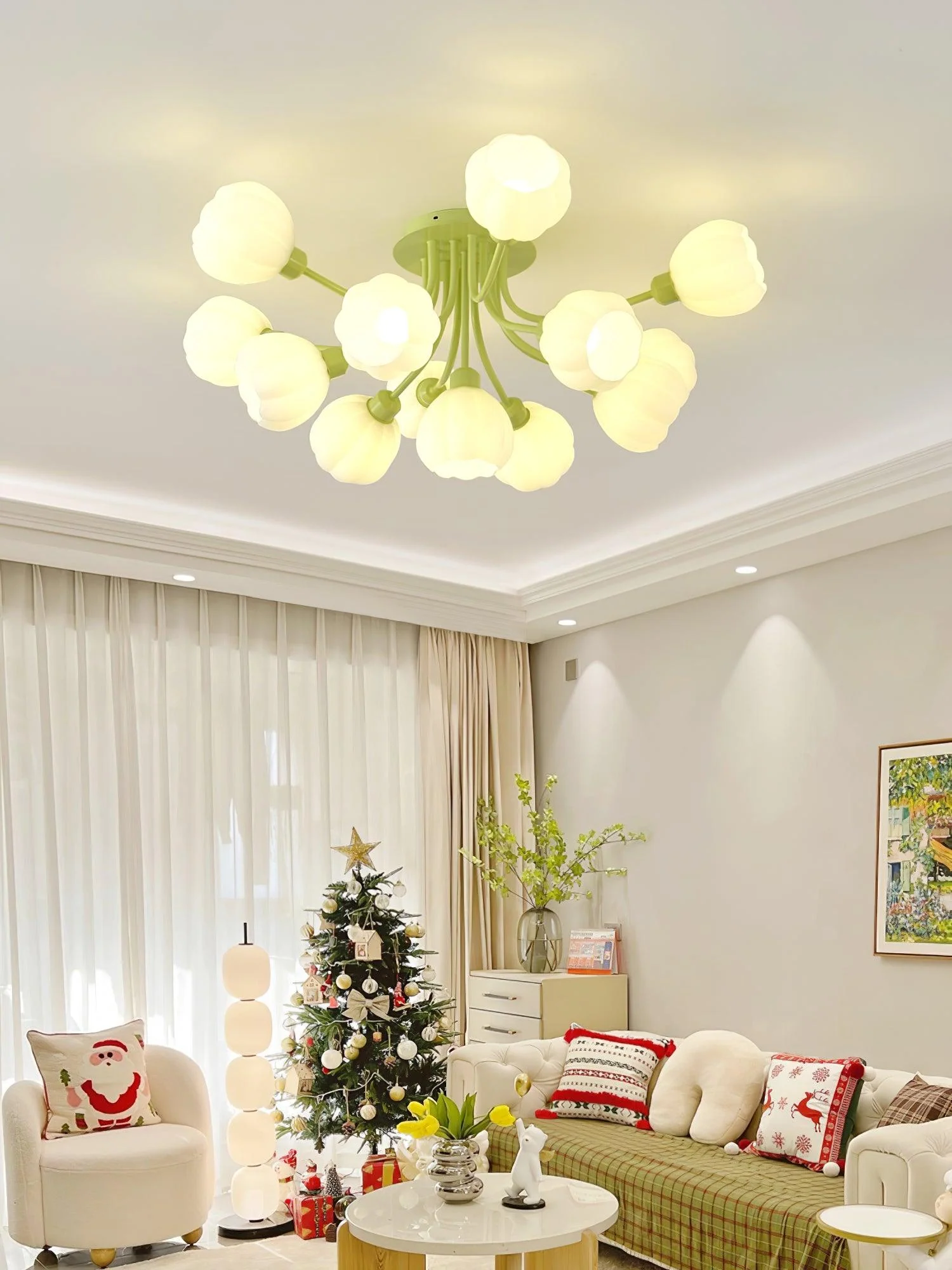 Zenorarae Elegance Matcha Glass Ceiling Lamp - Image 34