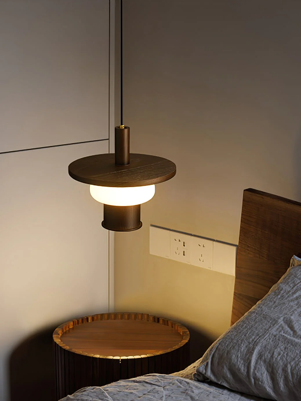 Zephaan Traditional Art Classic Glass Wood Pendant Light - Image 12