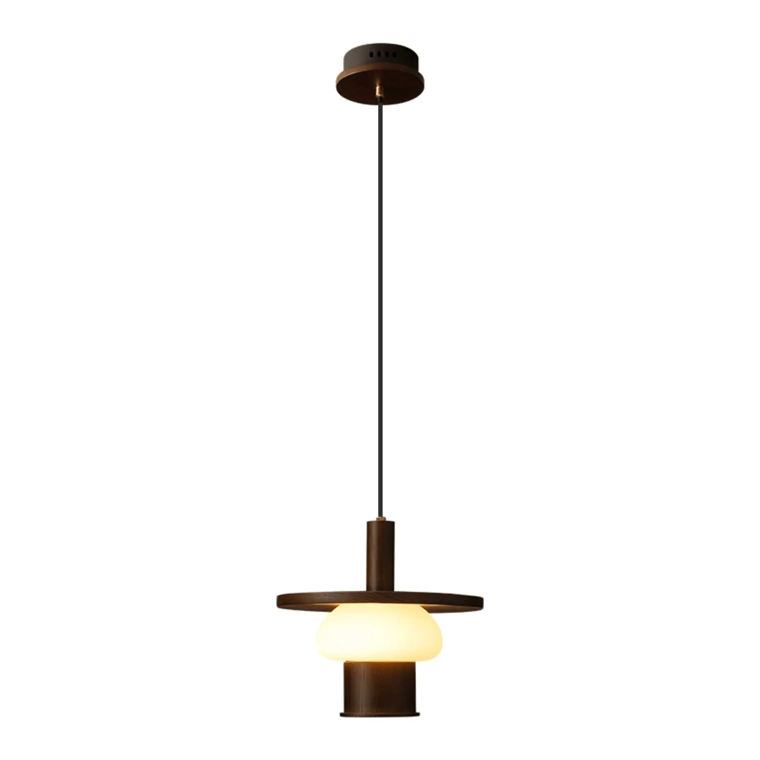 Zephaan Traditional Art Classic Glass Wood Pendant Light - Image 17