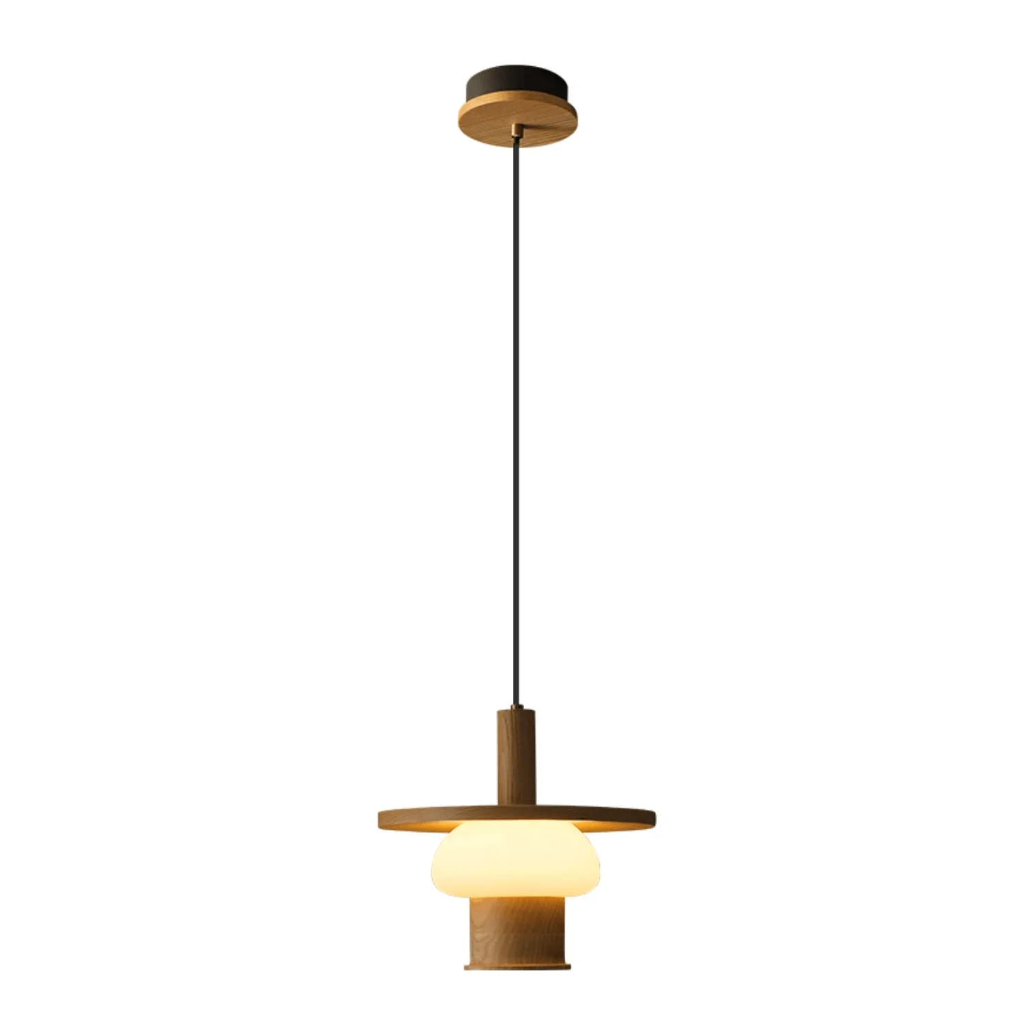 Zephaan Traditional Art Classic Glass Wood Pendant Light - Image 19