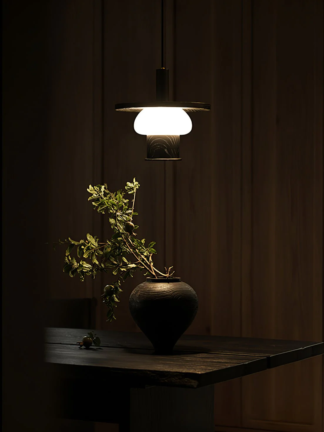 Zephaan Traditional Art Classic Glass Wood Pendant Light - Image 22