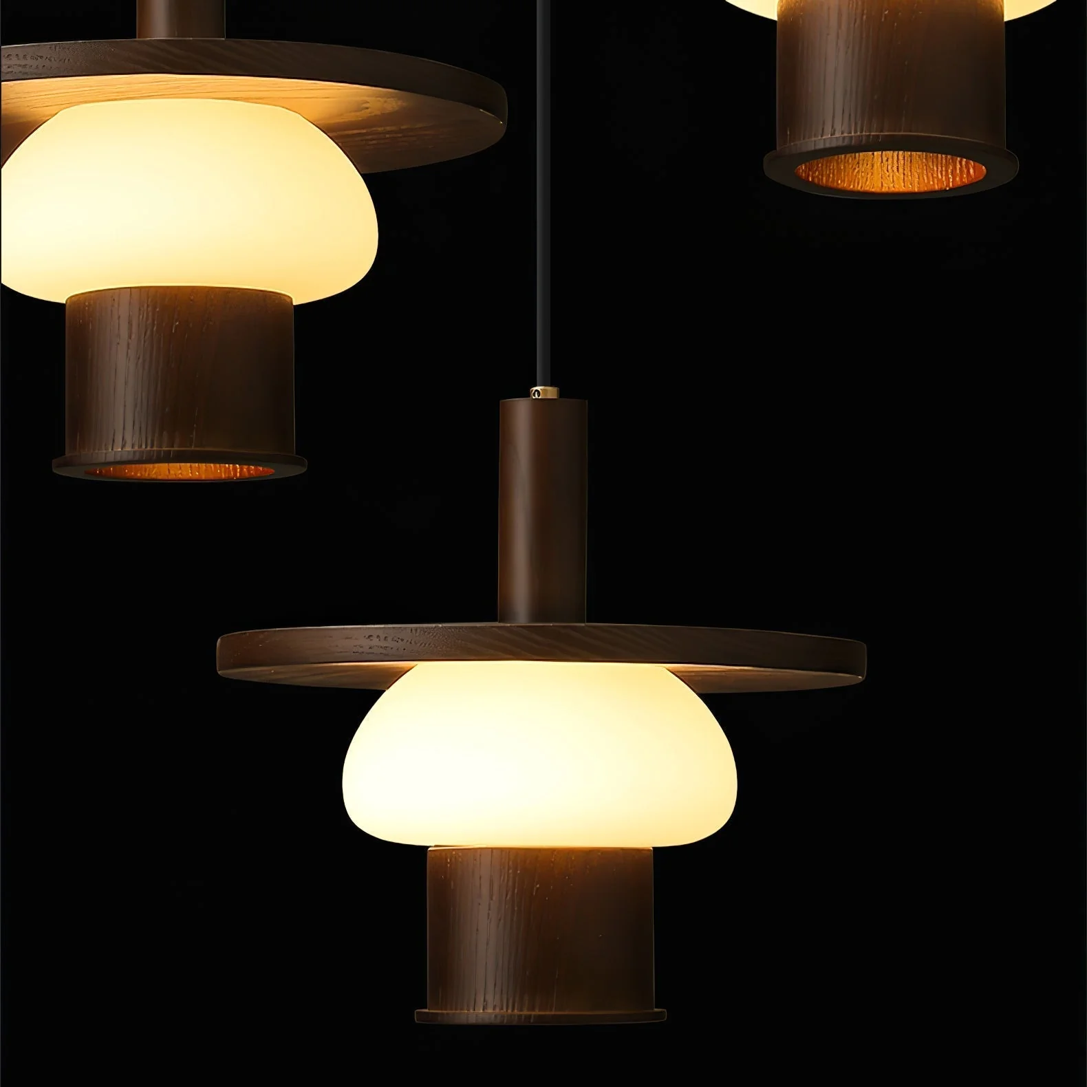 Zephaan Traditional Art Classic Glass Wood Pendant Light - Image 23