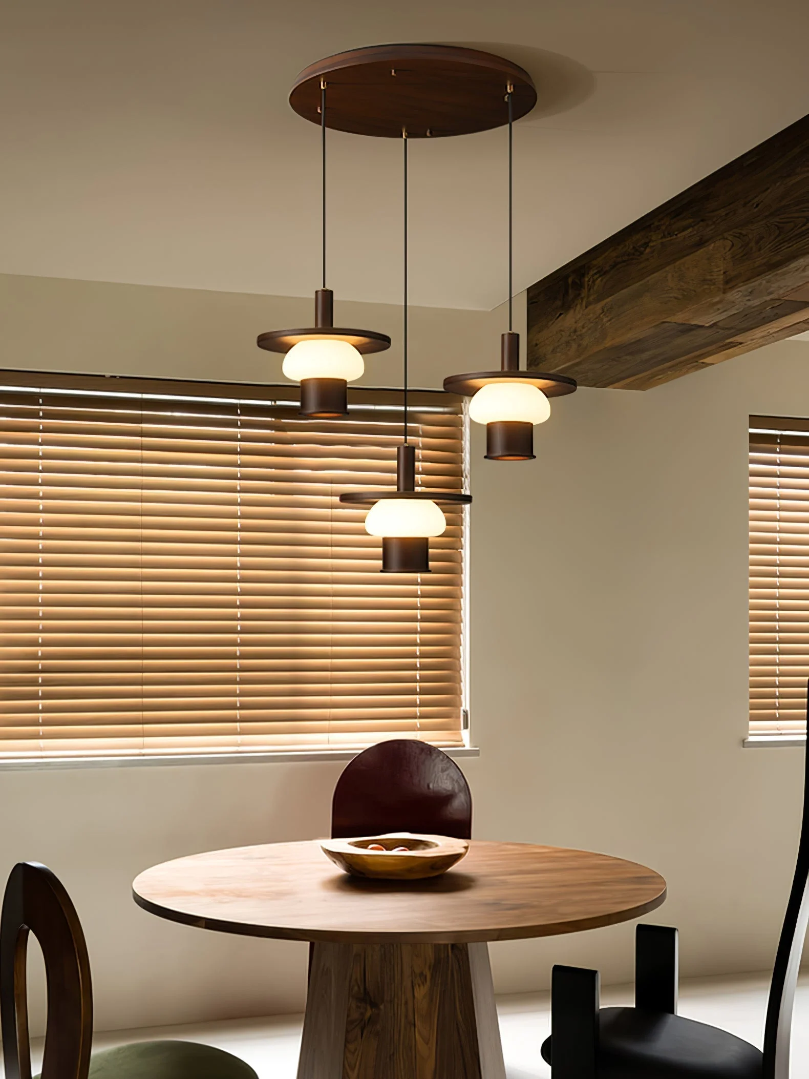 Zephaan Traditional Art Classic Glass Wood Pendant Light - Image 25