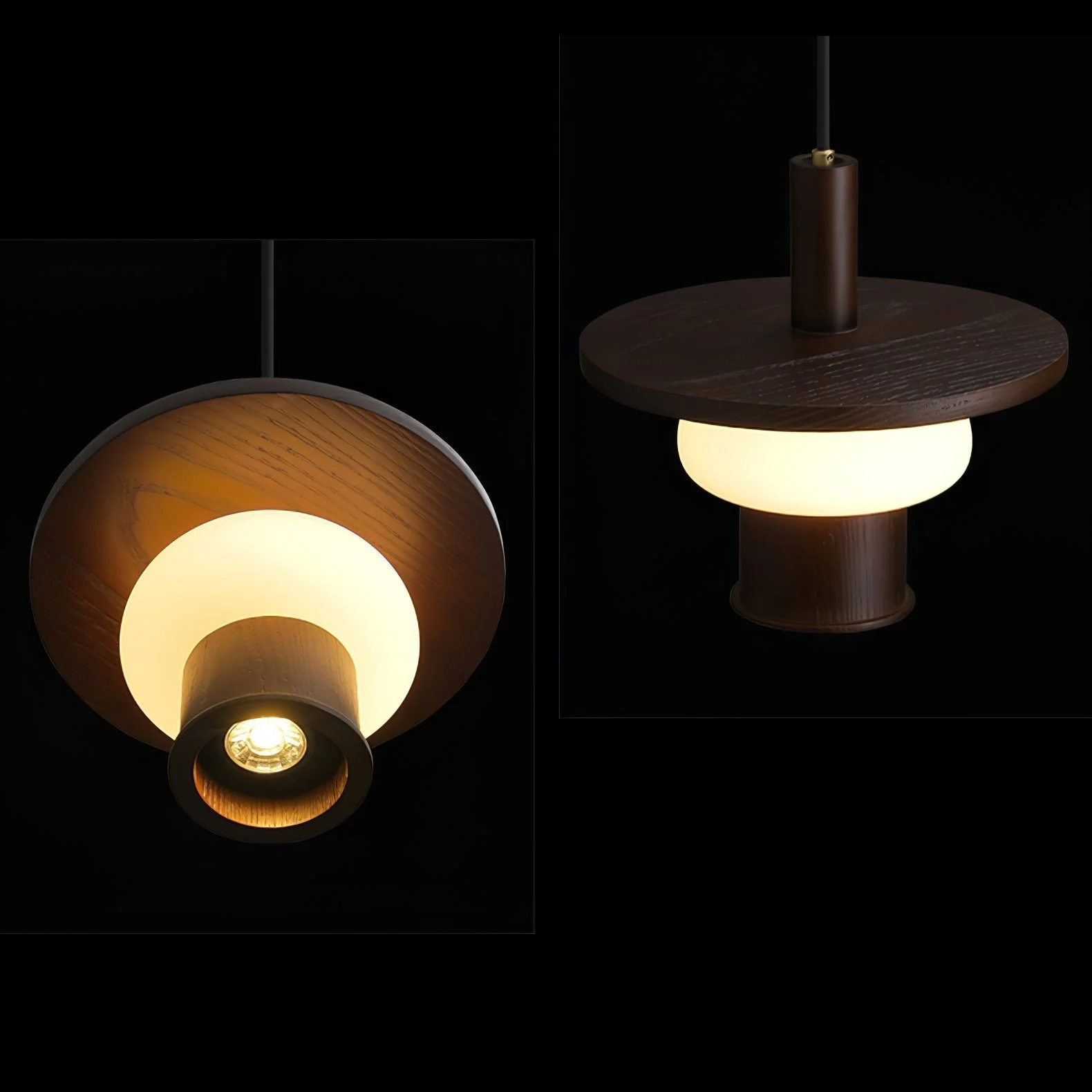 Zephaan Traditional Art Classic Glass Wood Pendant Light - Image 31