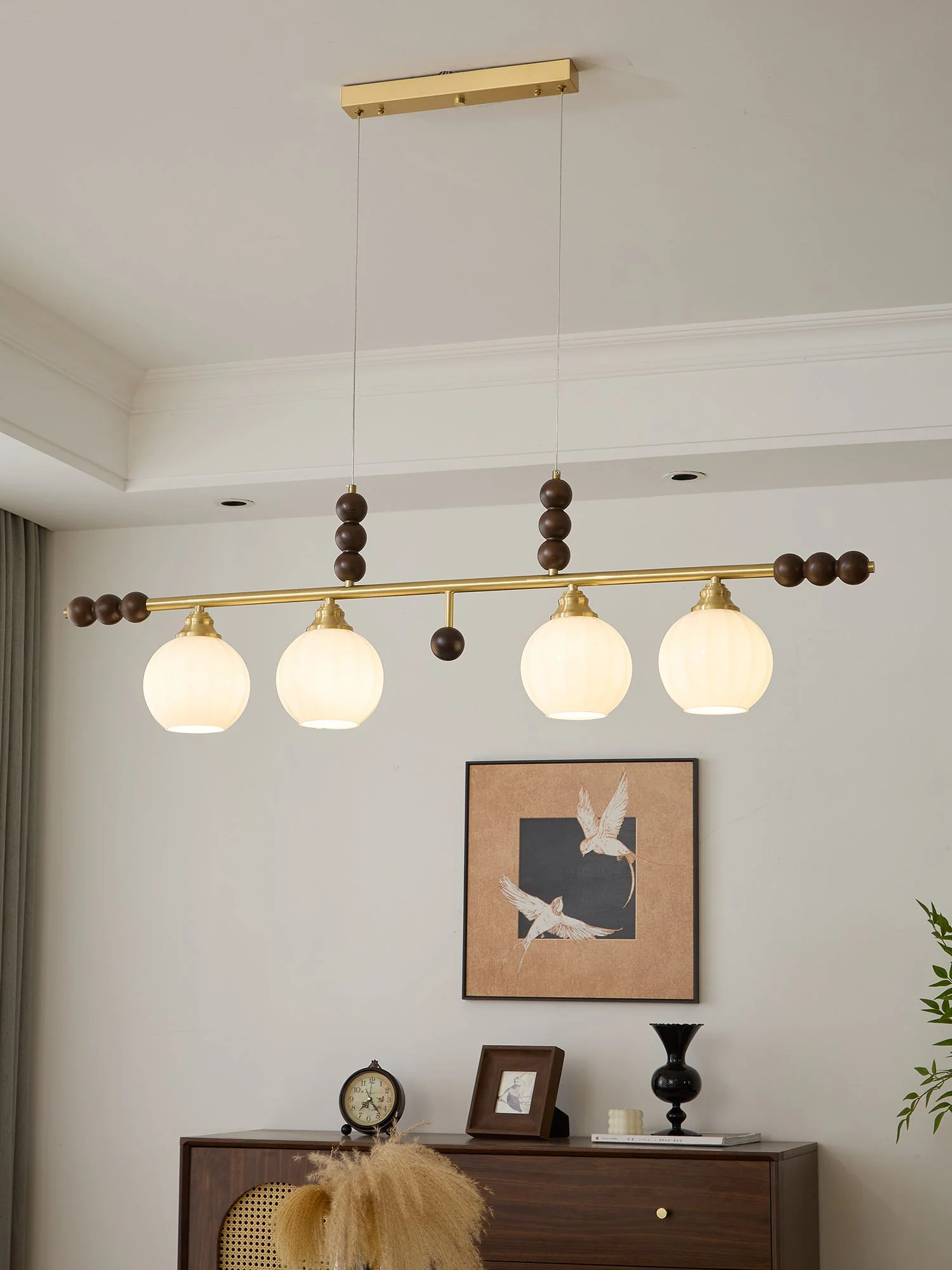 Zerinen Premium Nordic Art Island Glass Wood Pendant Lamp - Image 28