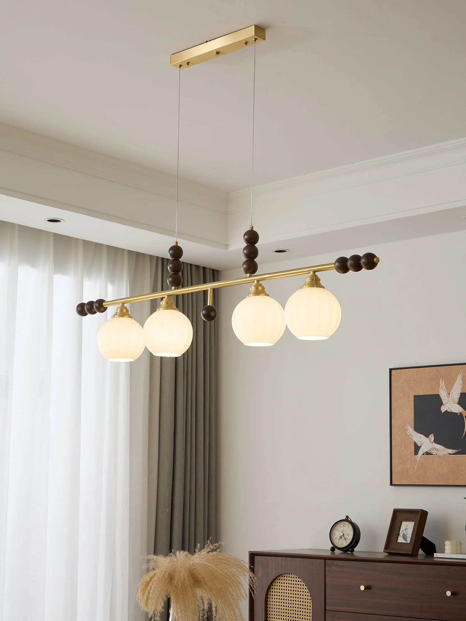 Zerinen Premium Nordic Art Island Glass Wood Pendant Lamp - Image 32