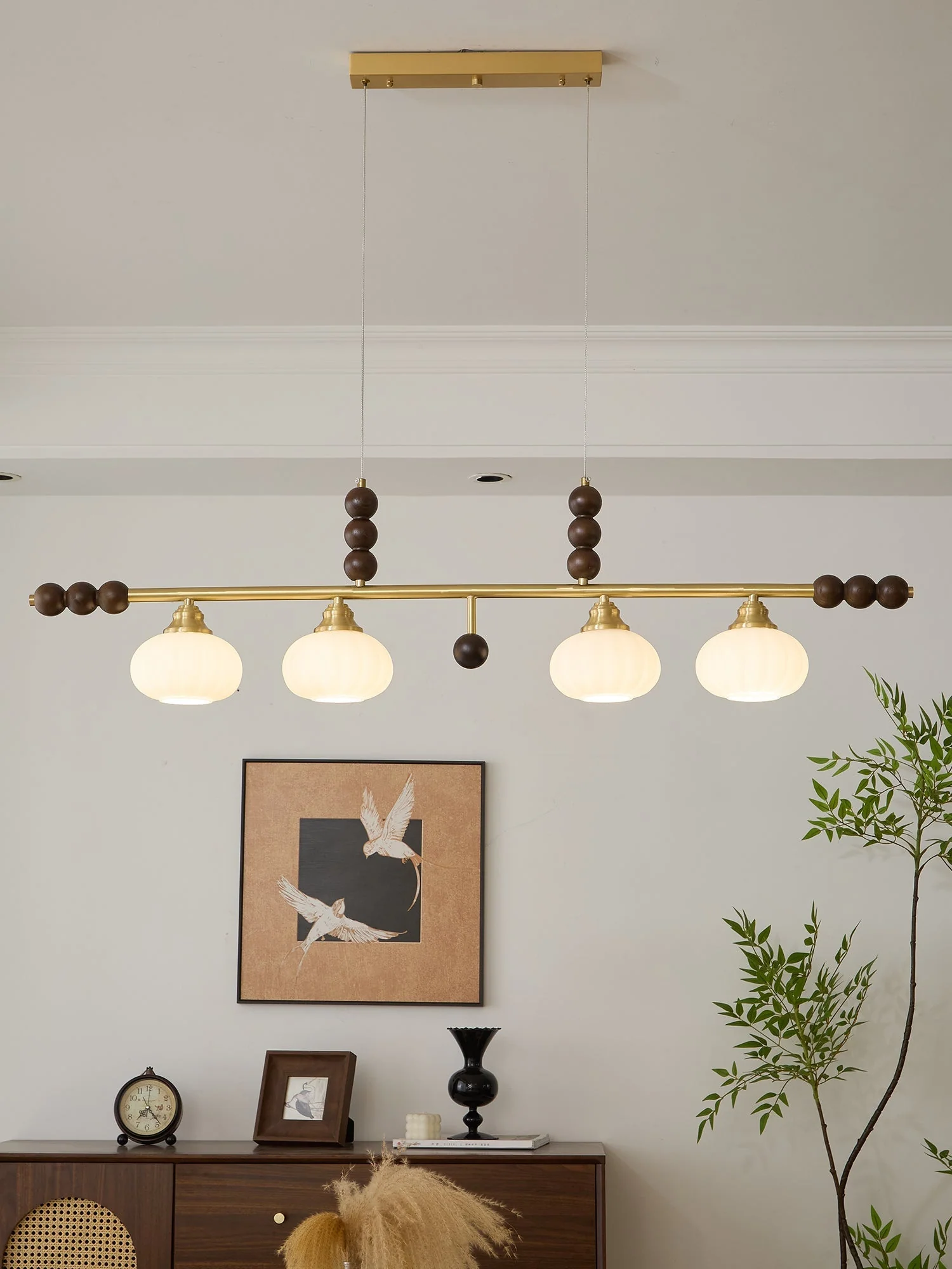 Zerinen Premium Nordic Art Island Glass Wood Pendant Lamp - Image 6