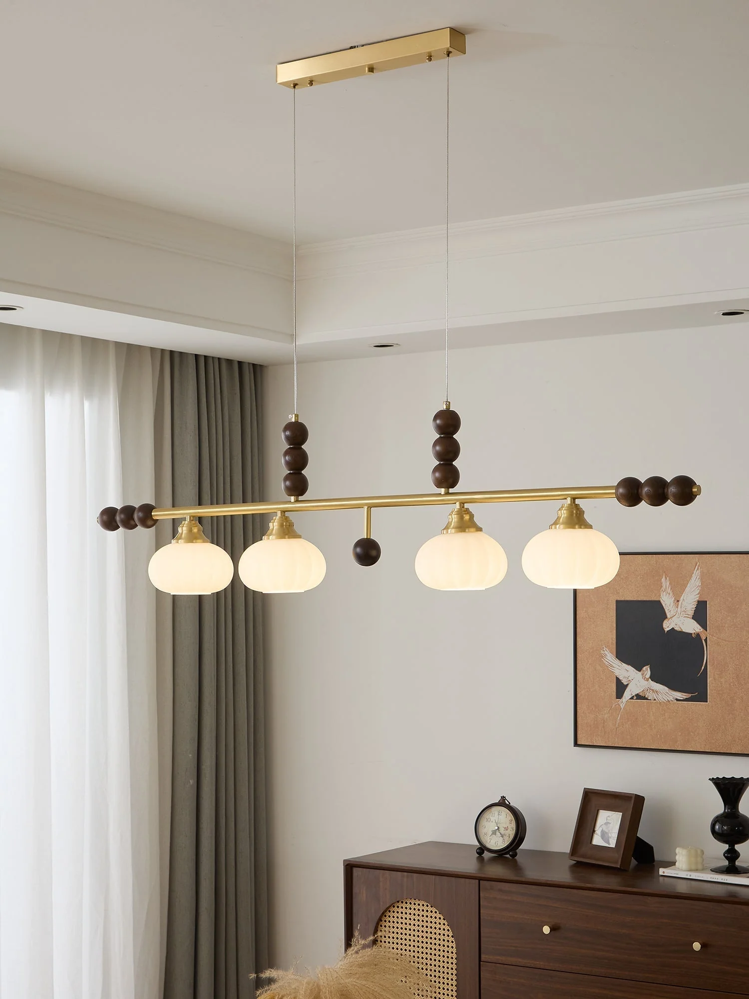Zerinen Premium Nordic Art Island Glass Wood Pendant Lamp - Image 8