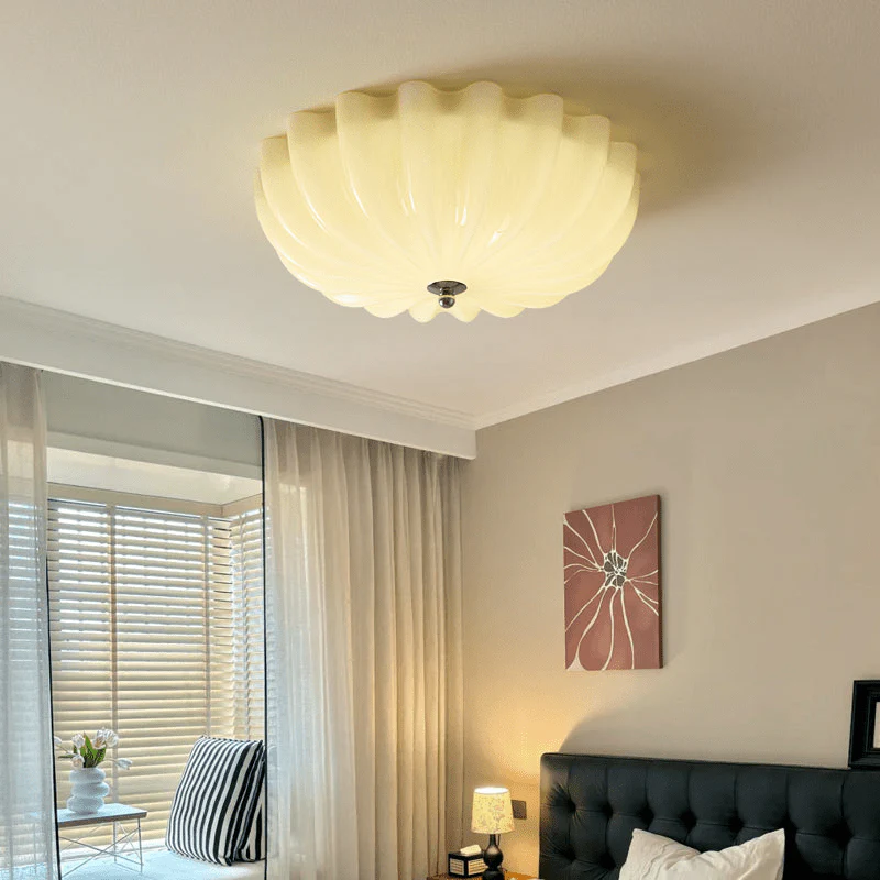 Zerinos Premium Nordic Art Shell Wood Glass Ceiling Light - Image 3