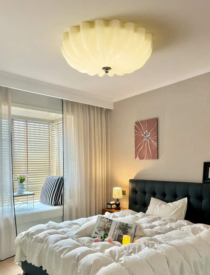 Zerinos Premium Nordic Art Shell Wood Glass Ceiling Light - Image 6