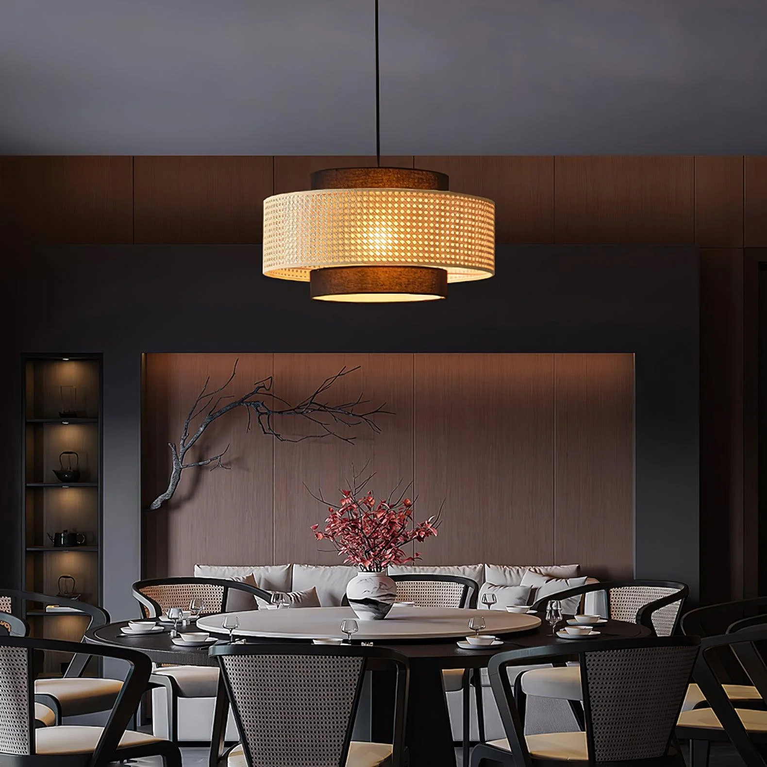 Zerither Rattan Fabric Pendant Light - Image 21