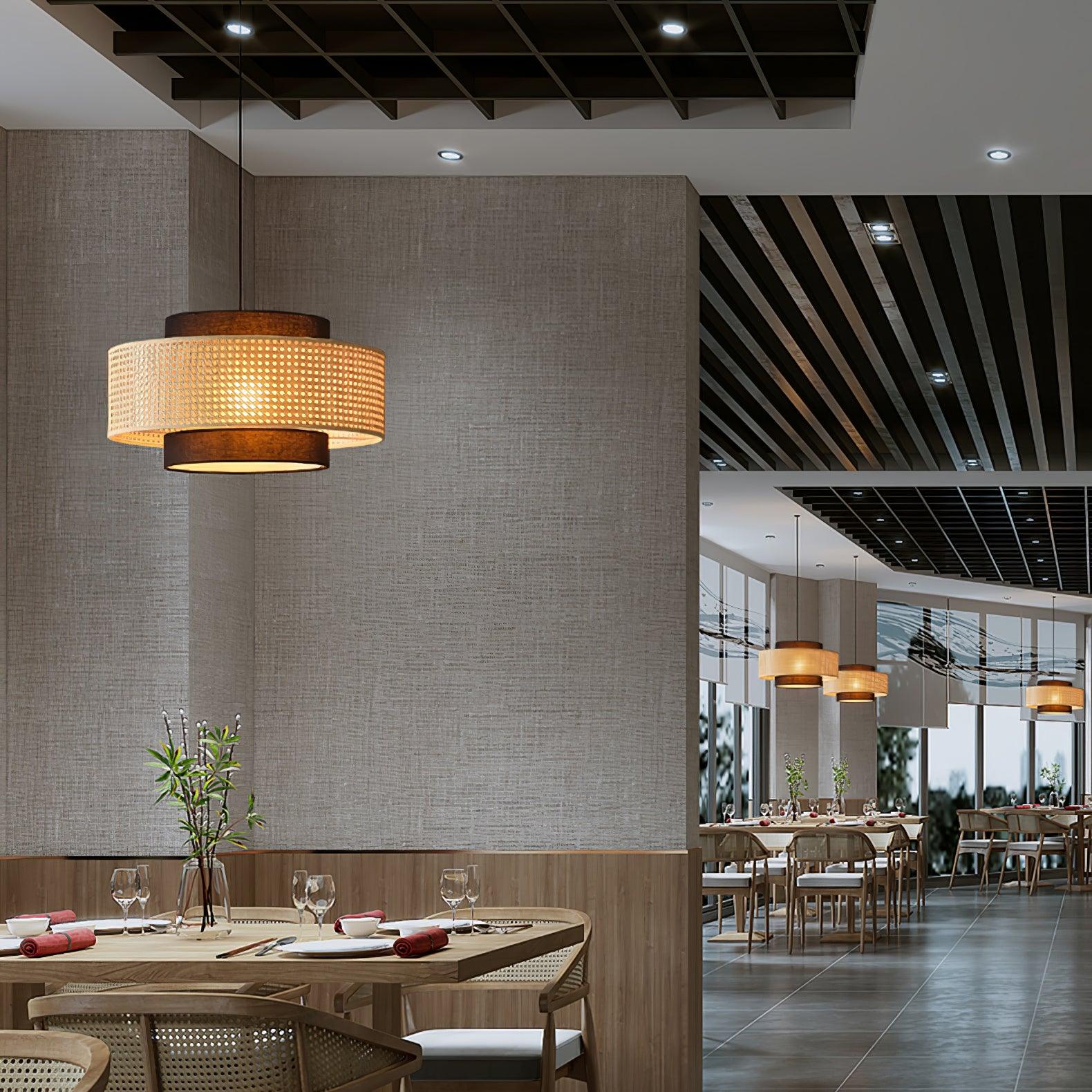 Zerither Rattan Fabric Pendant Light - Image 29