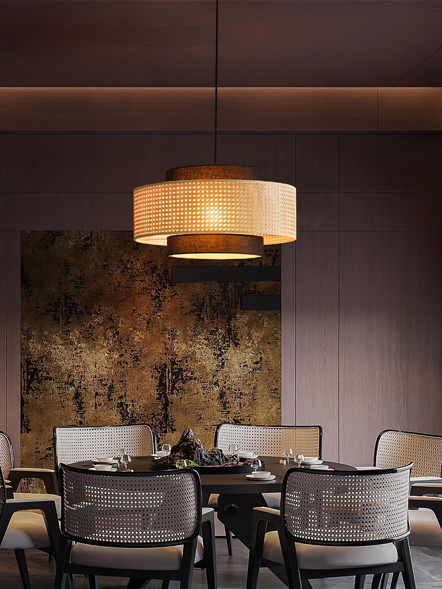Zerither Rattan Fabric Pendant Light - Image 30