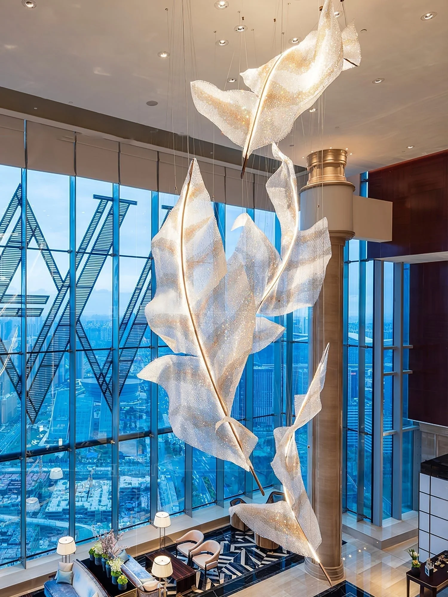 Zeshaen Individual Creativity Falling Leaves Glass Chandelier - Image 14