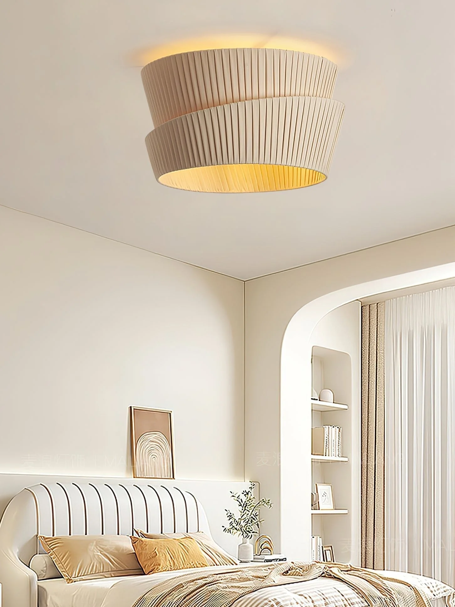 Zethayra Natural Unique Twist Fabric Ceiling Lamp - Image 2