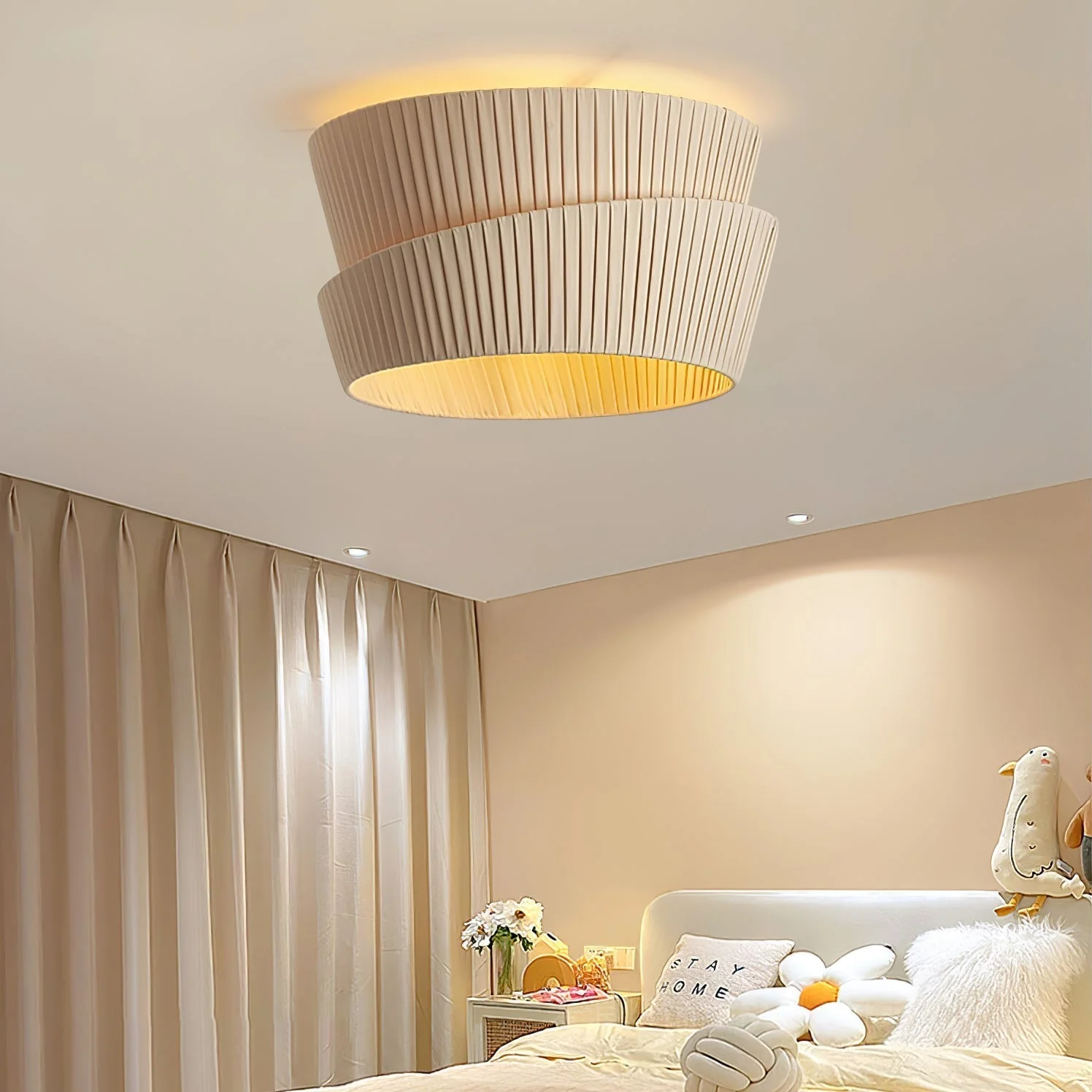 Zethayra Natural Unique Twist Fabric Ceiling Lamp - Image 8