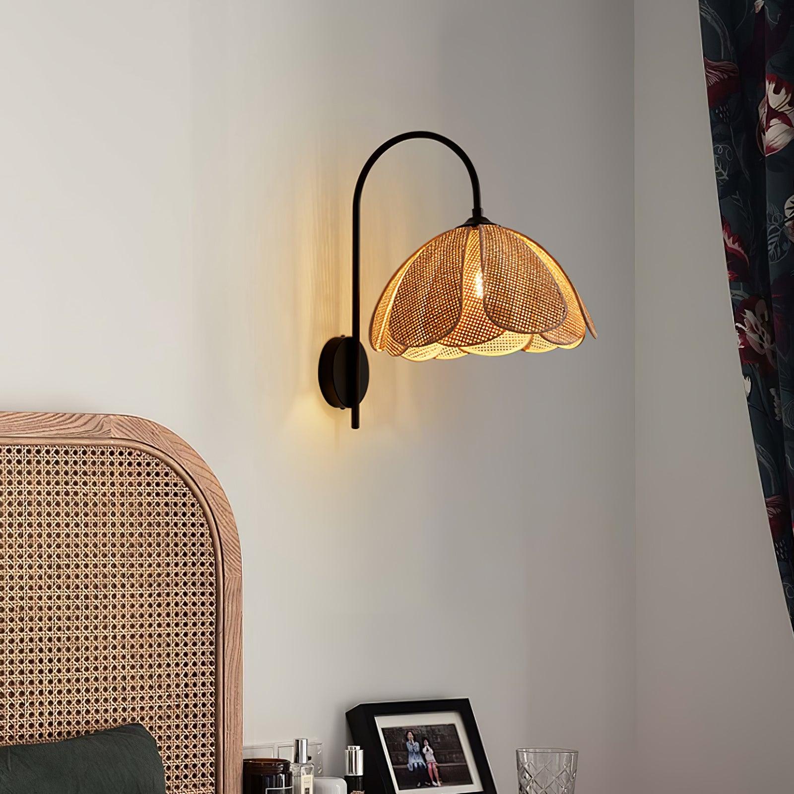 Zevelia Elegance Natural Petal Rattan Wall Lamp - Image 12
