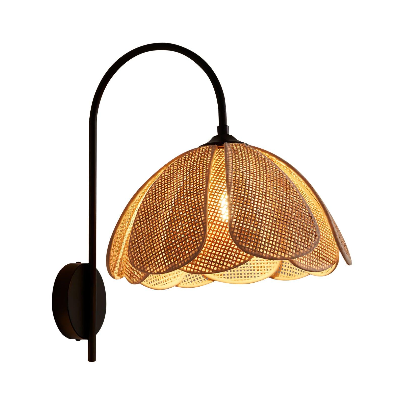 Zevelia Elegance Natural Petal Rattan Wall Lamp - Image 8