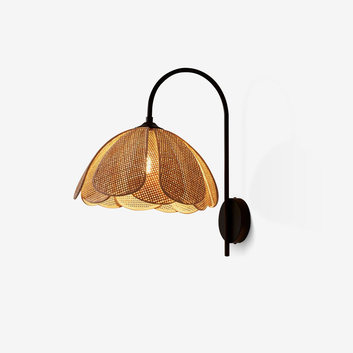 Zevelia Elegance Natural Petal Rattan Wall Lamp - Image 9