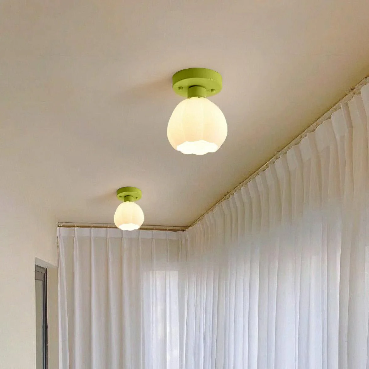 Zevinora Flower Shaded Glass Semi Flushmount Light - Image 2