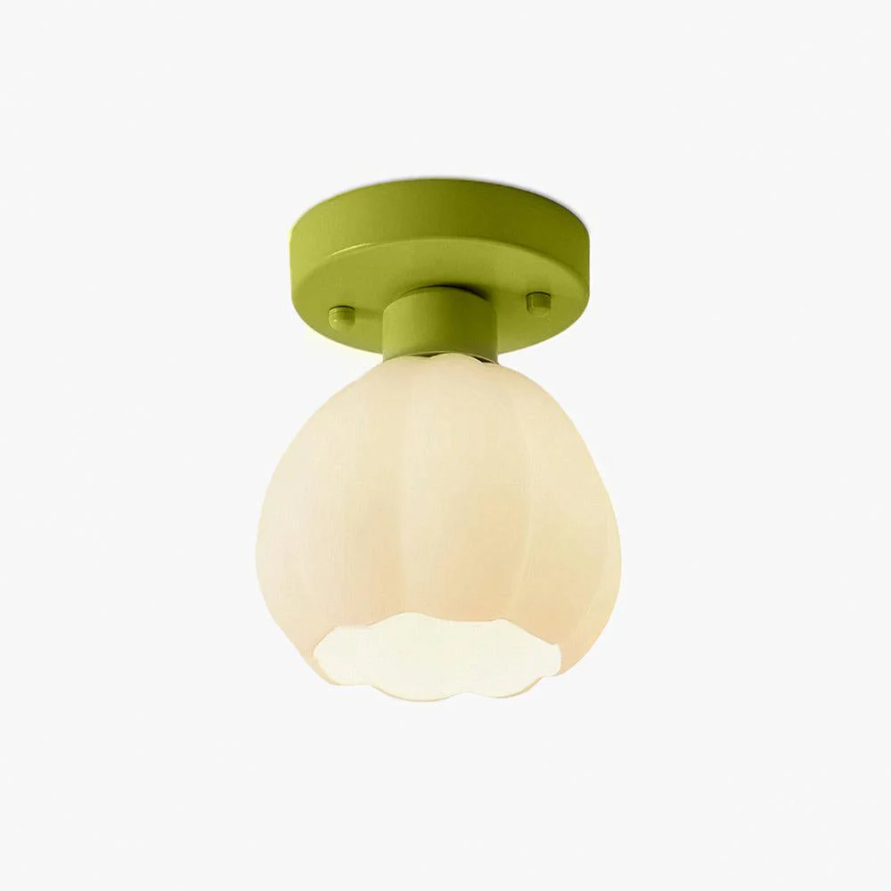 Zevinora Flower Shaded Glass Semi Flushmount Light - Image 7