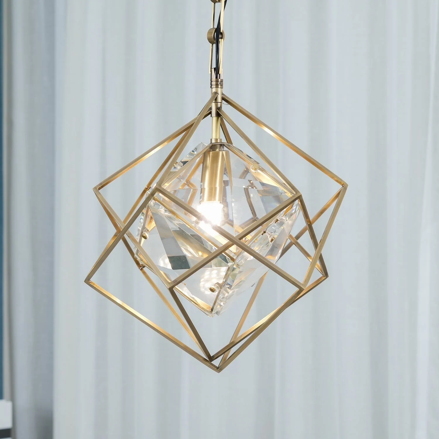 Zevira Brass & Crystal Glam Pendant Light - Image 15