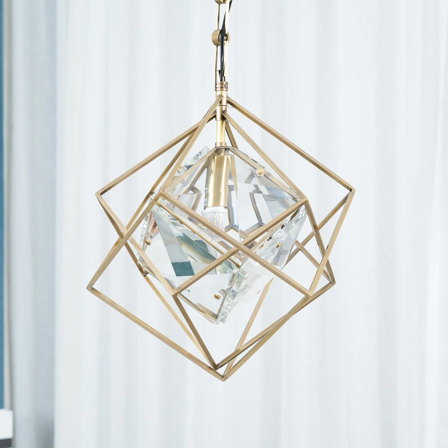 Zevira Brass & Crystal Glam Pendant Light - Image 16