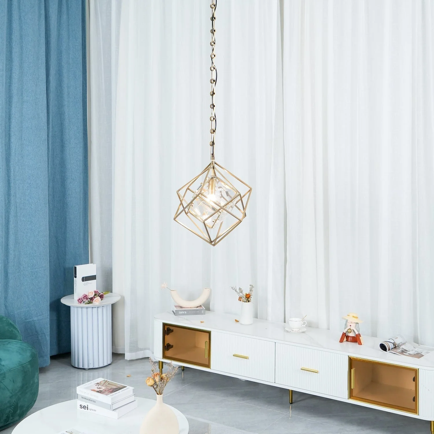 Zevira Brass & Crystal Glam Pendant Light - Image 17