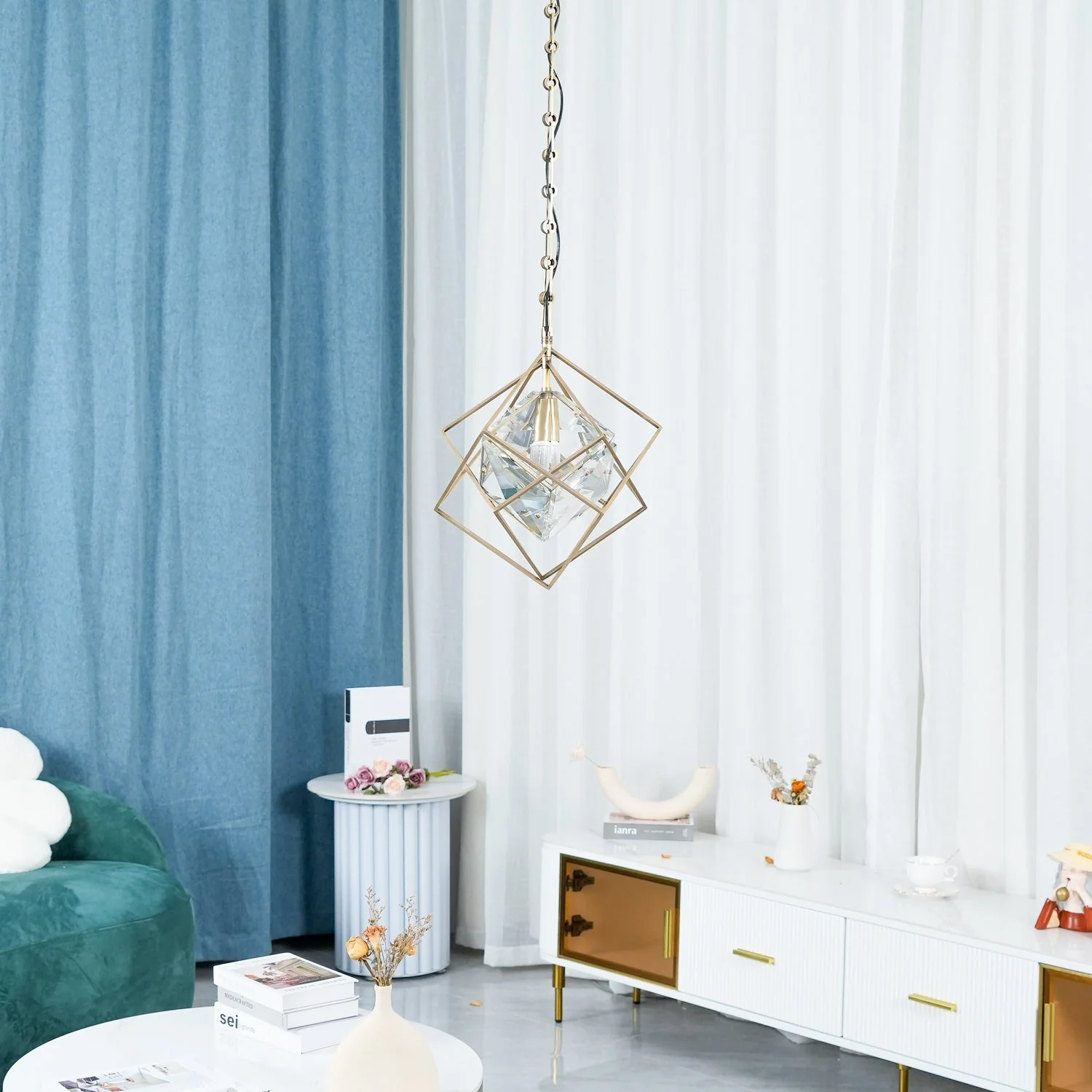 Zevira Brass & Crystal Glam Pendant Light - Image 19