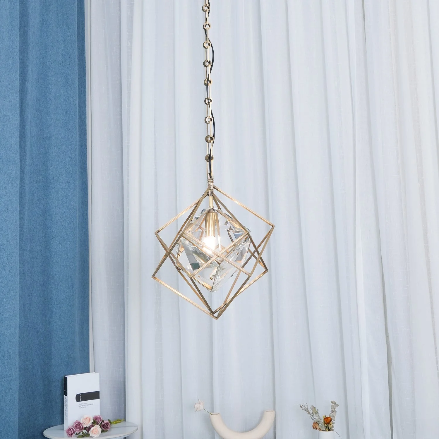 Zevira Brass & Crystal Glam Pendant Light - Image 20
