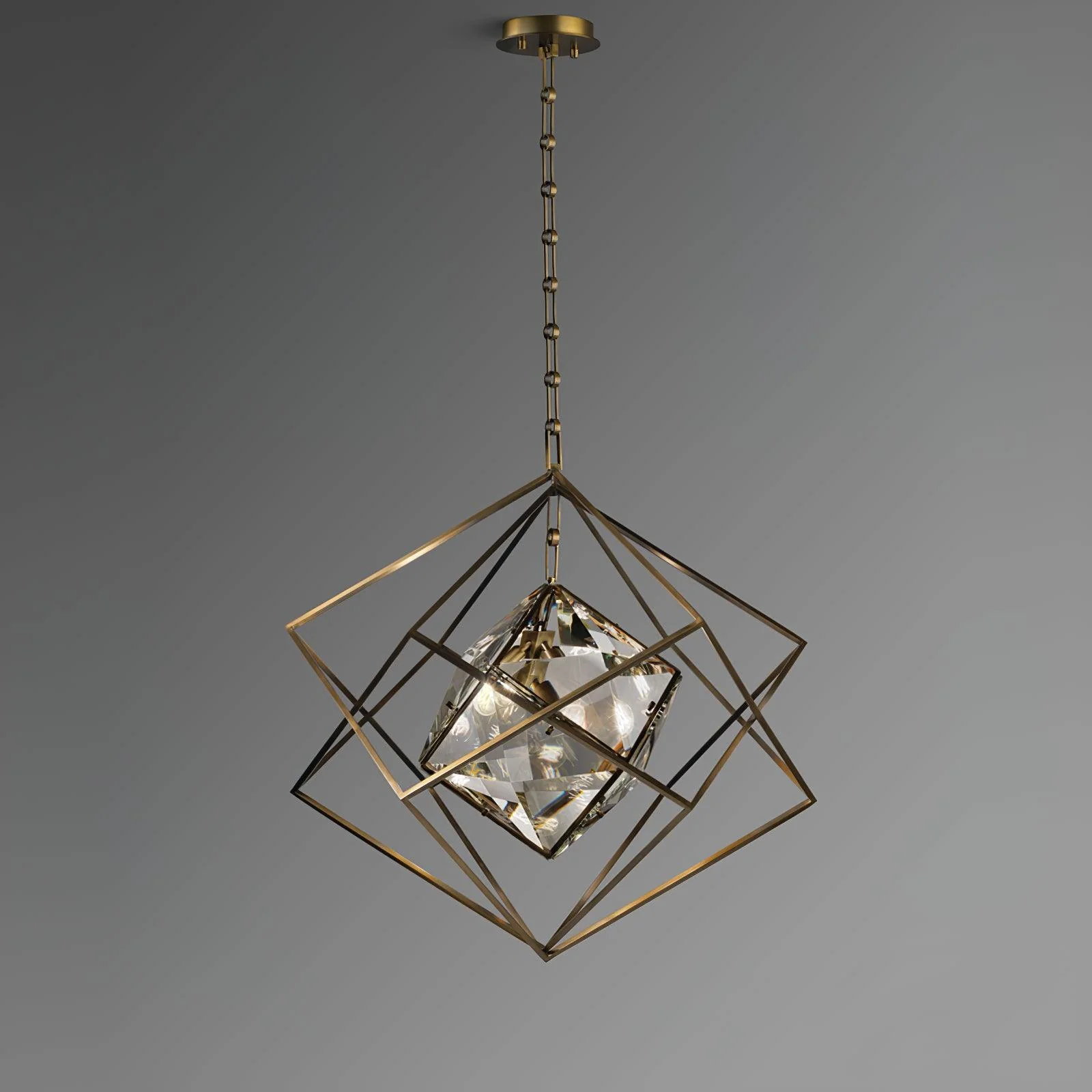 Zevira Brass & Crystal Glam Pendant Light - Image 4