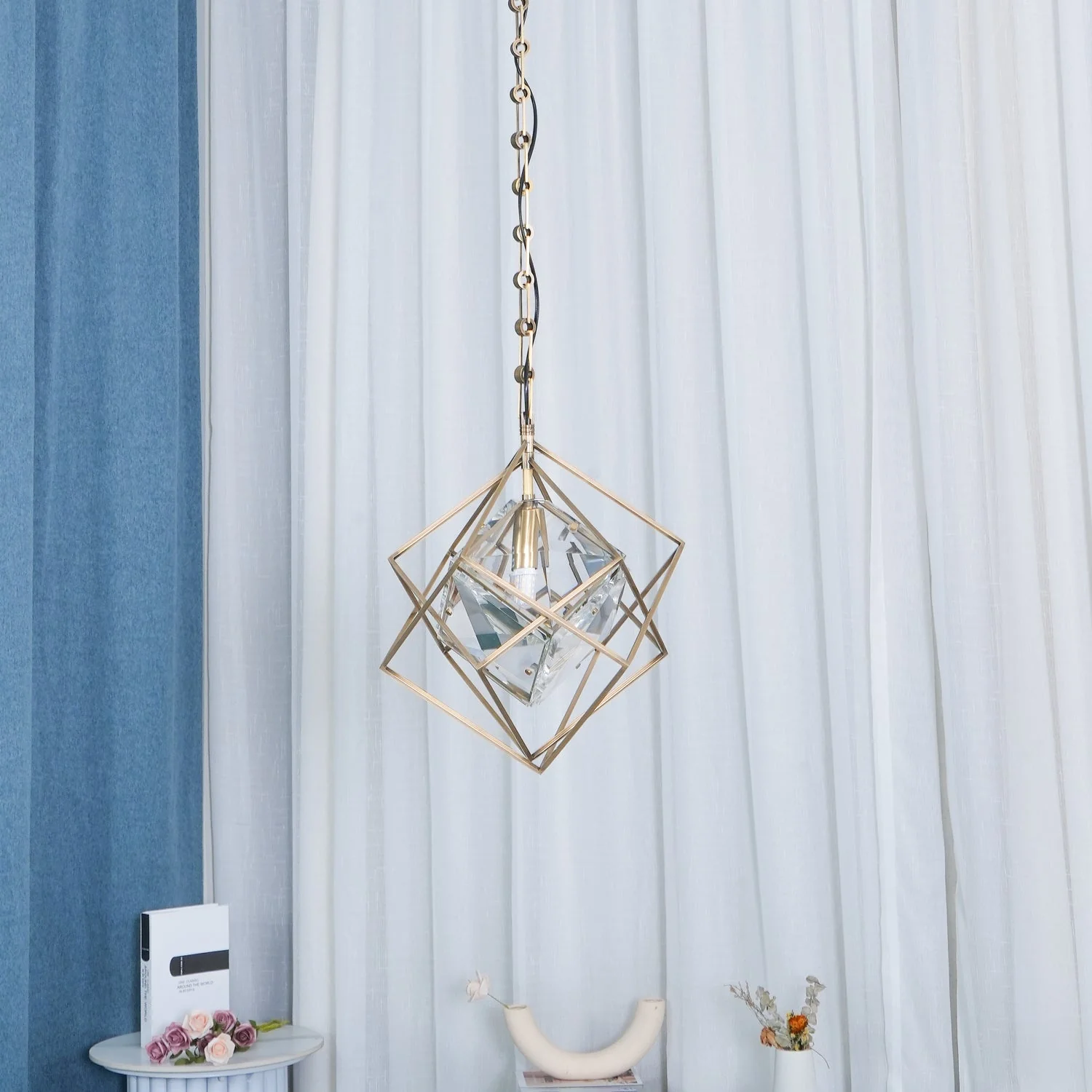 Zevira Brass & Crystal Glam Pendant Light - Image 9