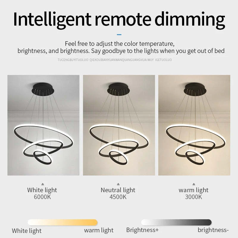 Zin Modern Ring Pendant Light, 2/3/4 Rings - Image 7