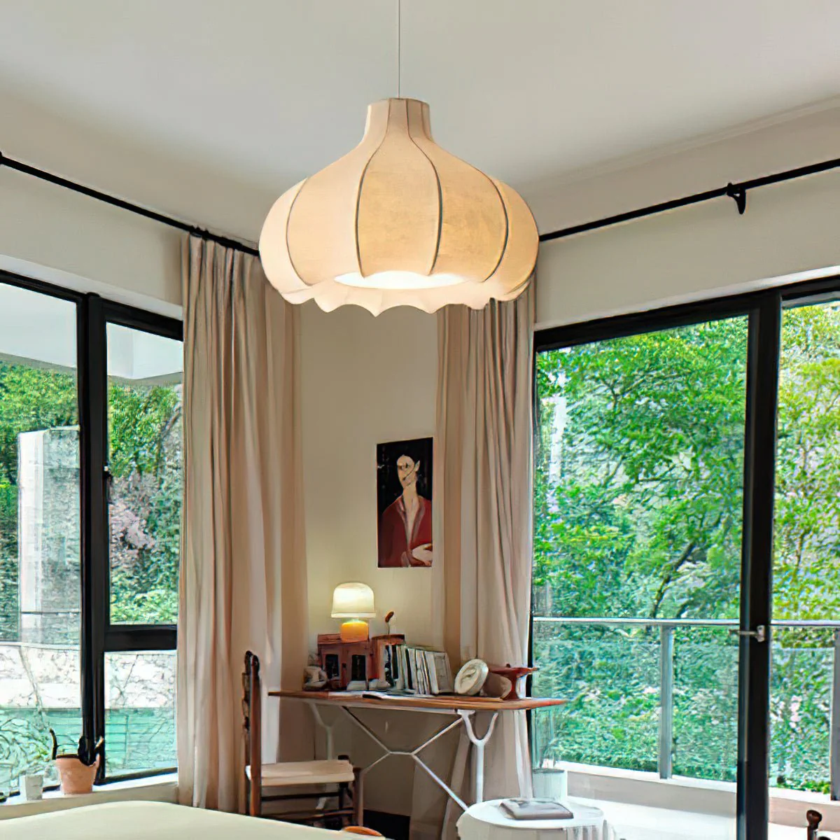 Zinnia Vintage Fabric Pendant Light - Image 13