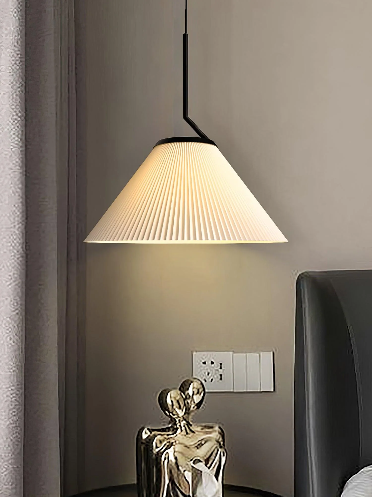 Zoravine Pleated Fabric Pendant Light - Image 4