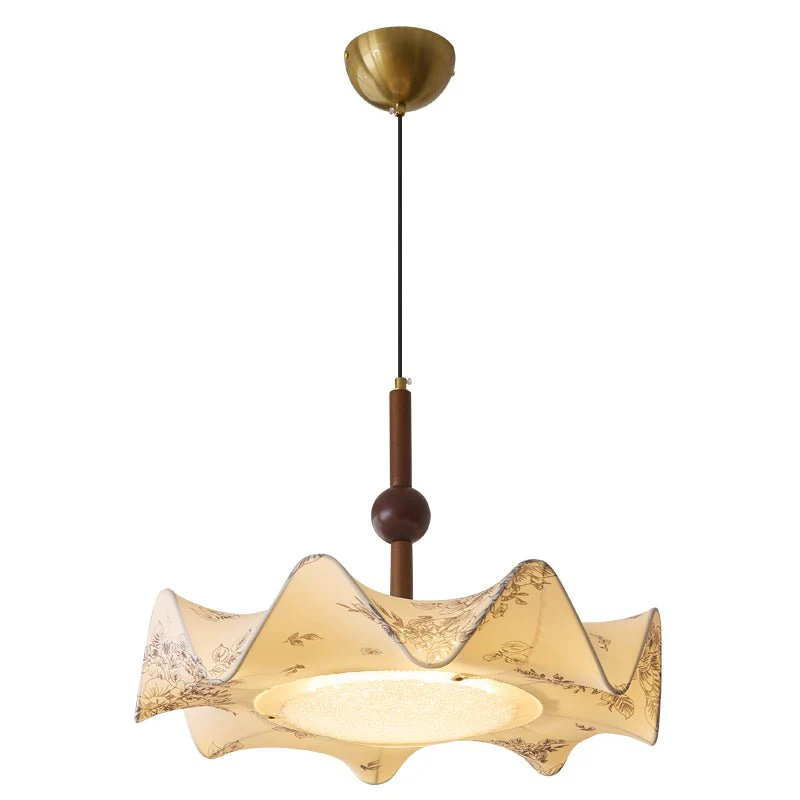 Zoshaos Traditional Elegance Vintage Fabric Wood Pendant Light - Image 2