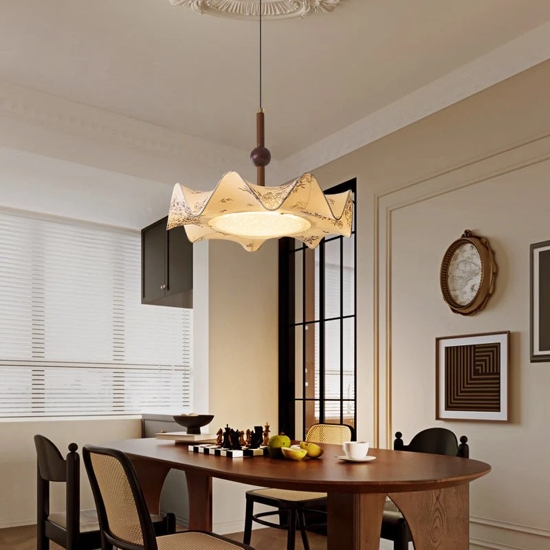 Zoshaos Traditional Elegance Vintage Fabric Wood Pendant Light - Image 4
