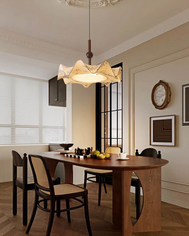 Zoshaos Traditional Elegance Vintage Fabric Wood Pendant Light - Image 6