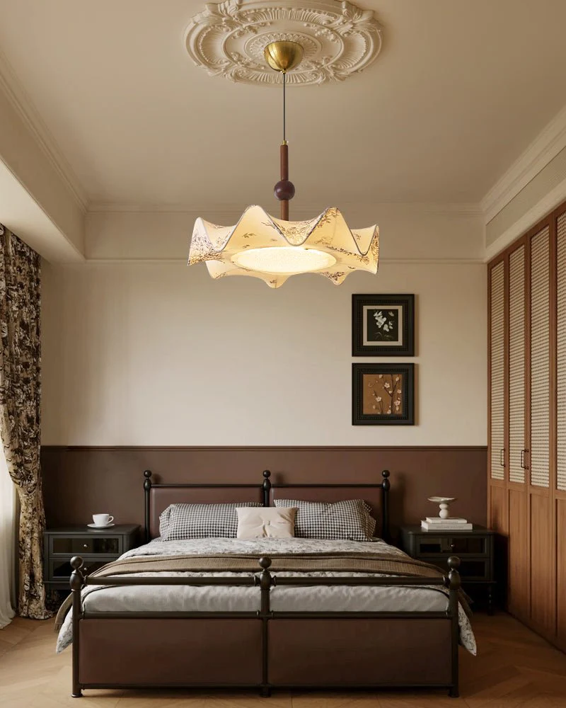 Zoshaos Traditional Elegance Vintage Fabric Wood Pendant Light - Image 7
