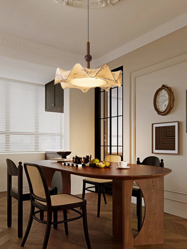 Zoshaos Traditional Elegance Vintage Fabric Wood Pendant Light - Image 8