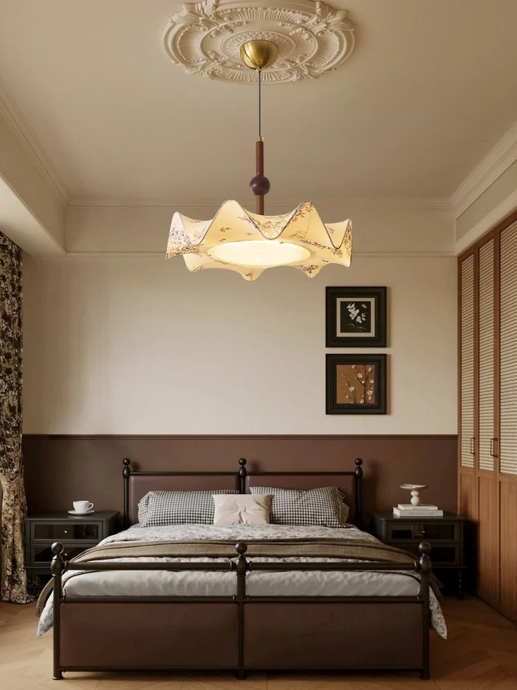 Zoshaos Traditional Elegance Vintage Fabric Wood Pendant Light - Image 9