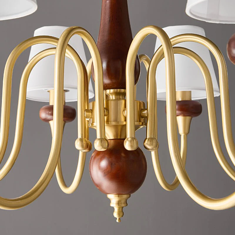 Zovena Classic Elegance Vintage Fabric Wood Chandelier - Image 13